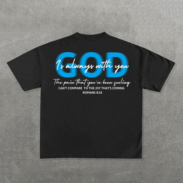 God Is Always With You Print Short Sleeve T-Shirt