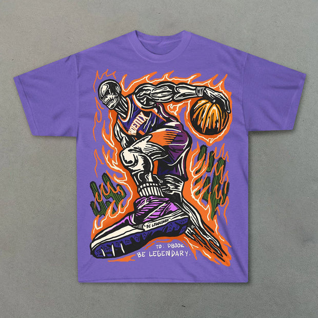 Retro Hip Hop Basketball Graphic Casual T-Shirt