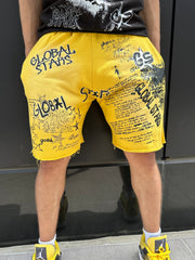 Graffiti print casual shorts
