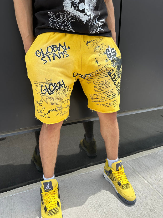 Graffiti print casual shorts