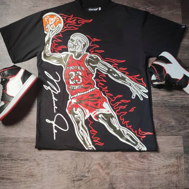 Personalized basketball skull pattern short-sleeved T-shirt