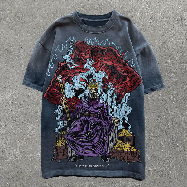 King & Skull Print Short Sleeve T-Shirt