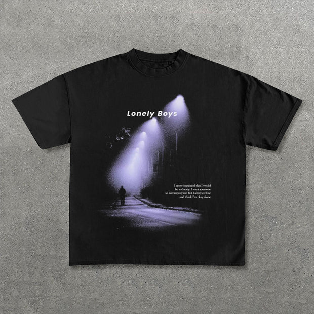 Lonely Boys Print Short Sleeve T-Shirt