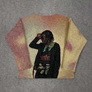 Vintage Hip Hop Casual Print Tapestry Sweatshirt