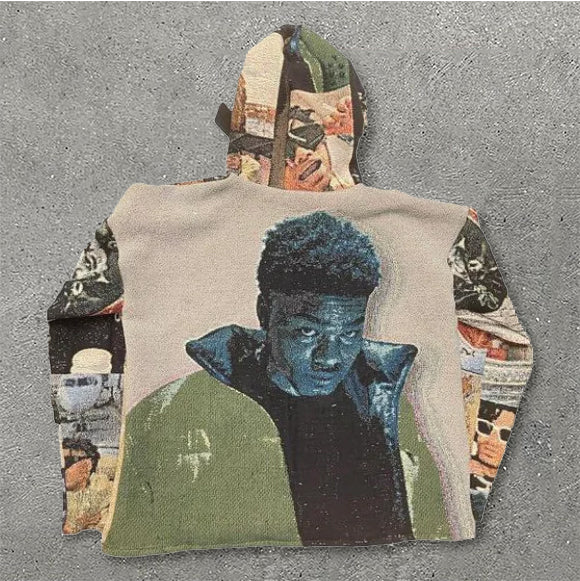 Retro hip hop trendy tapestry hoodie