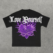 Love Yourself Print Short Sleeve T-Shirt