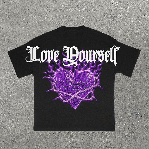 Love Yourself Print Short Sleeve T-Shirt