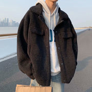 Loose Hong Kong style trend all-match thick casual lamb wool coat