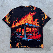 Flame Western Denim Print T-Shirt