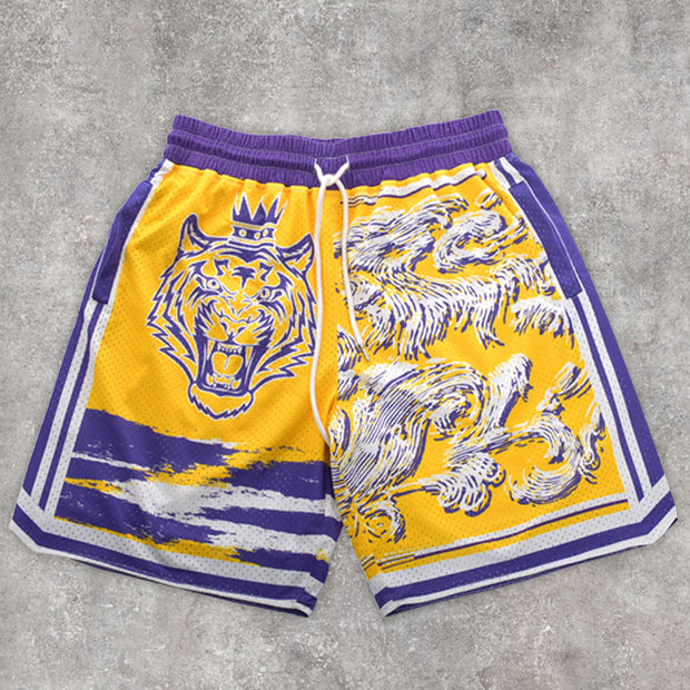 Fashion casual sporty tiger print shorts