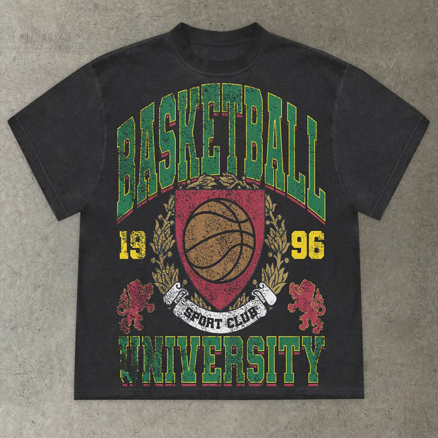 Championship Basketball Print Short Sleeve T-Shirt