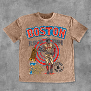 Boston Print Washed Short Sleeve T-Shirt