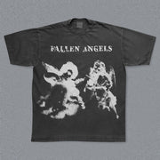Fashion vintage angel print T-shirt