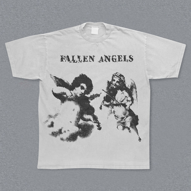 Fashion vintage angel print T-shirt