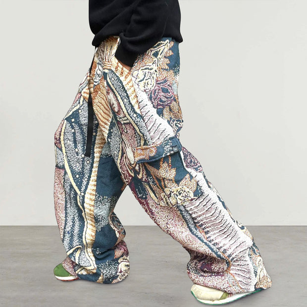 Trendy angel pattern street tapestry trousers