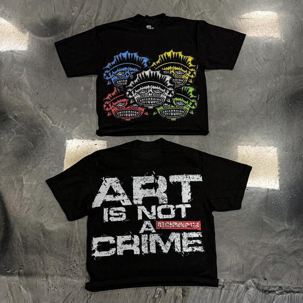Art Is Not A Crime Print Short Sleeve T-Shirt