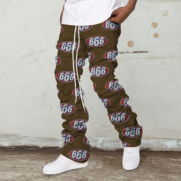 Trendy hip hop printed pile pants trousers