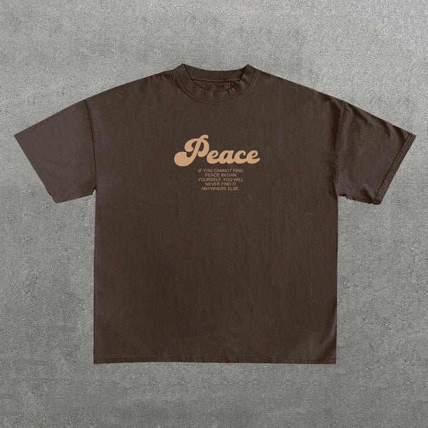 Inner Peace Letters Print Short Sleeve T-Shirt