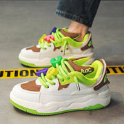 Color-blocked heighten thick-soled versatile couple sports sneakers
