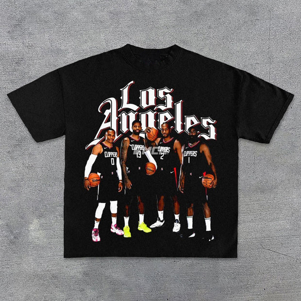 Los Angeles casual street basketball star T-shirt