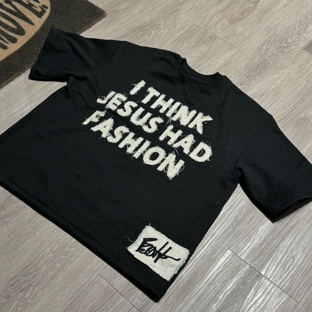 Stylish Jesus Patch Heavyweight T-Shirt