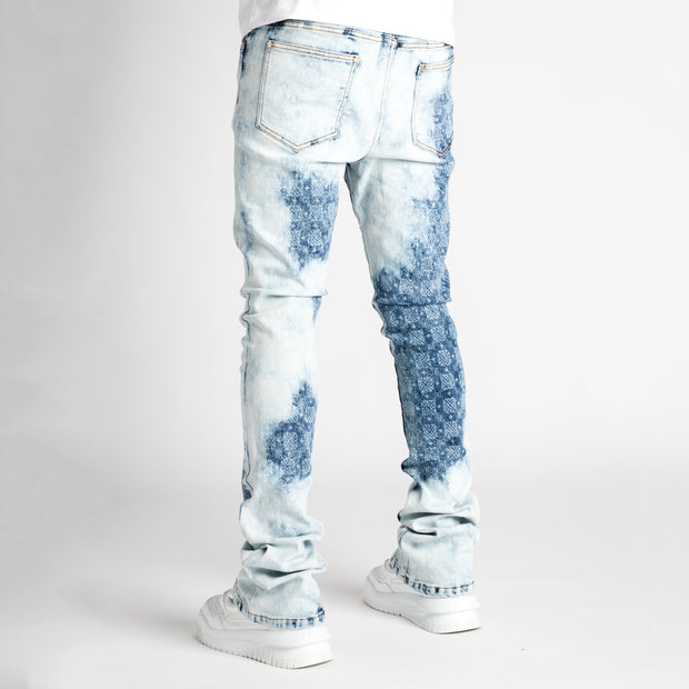 Casual retro washed printed jeans