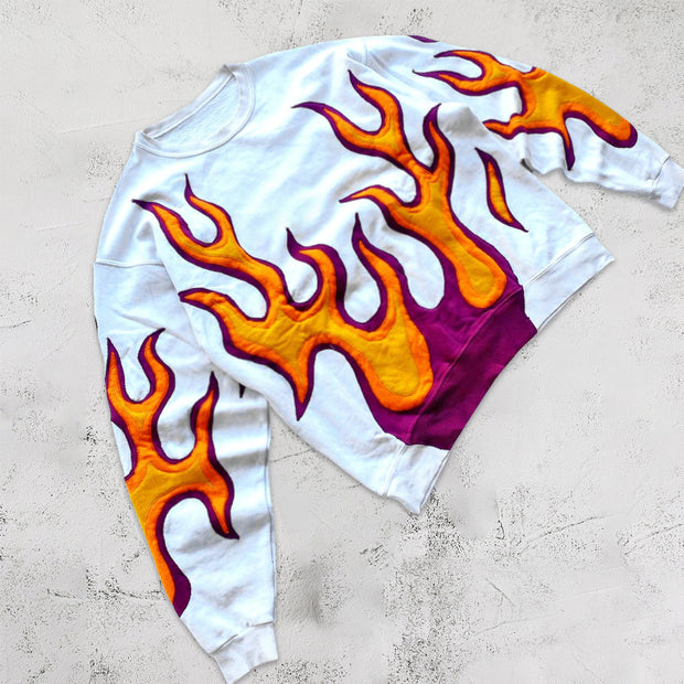 Trendy street style flame pattern sweatshirt