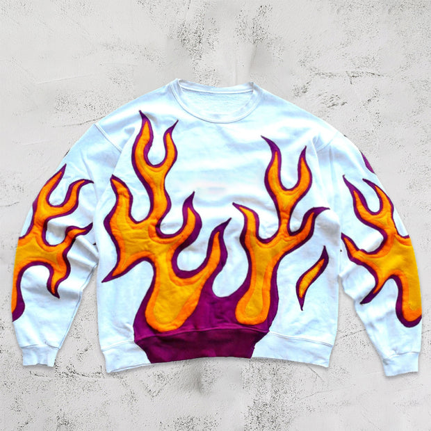 Trendy street style flame pattern sweatshirt