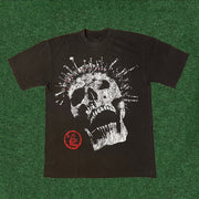 Saint Skull Print T-shirt Sweatpants Two Piece Set