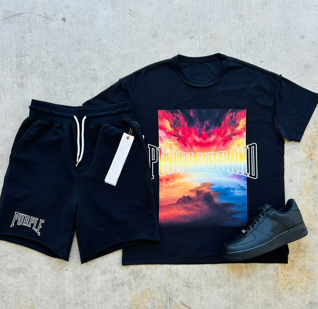 Fire In The Sky T-Shirt Shorts Two-Piece Set