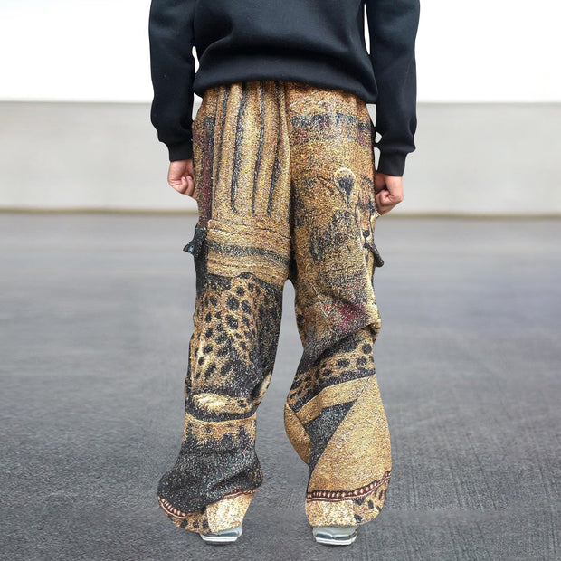 Fashion brand printed casual tapestry trousers