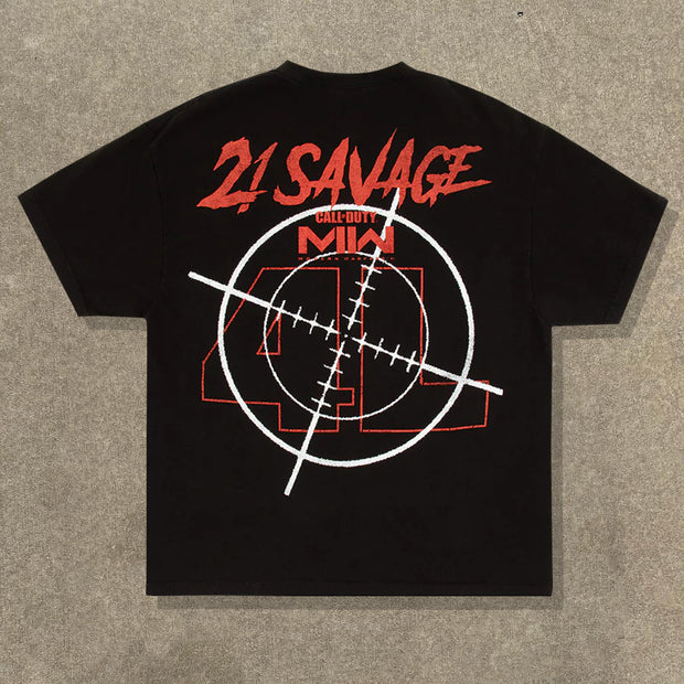 Savage blood knife print T-shirt