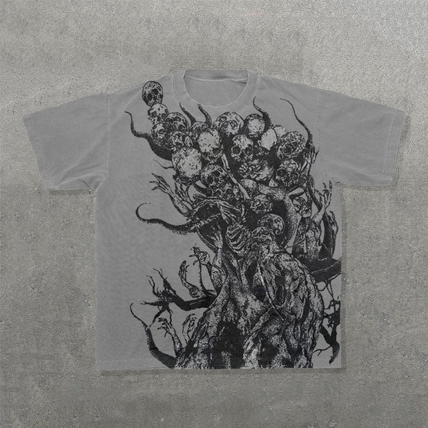 Skull Tree Print Short Sleeve T-Shirt