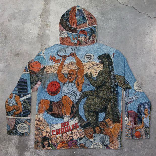 retro cartoon pattern street hoodie