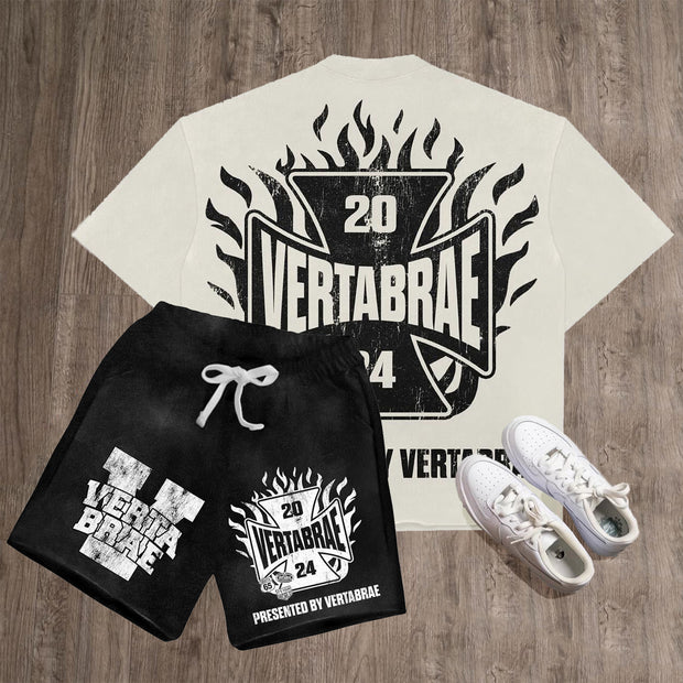 Vertabrae 2024 Print T-Shirt Shorts Two-Piece Set