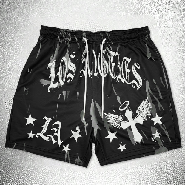 Los Angeles retro fashion brand printed street shorts