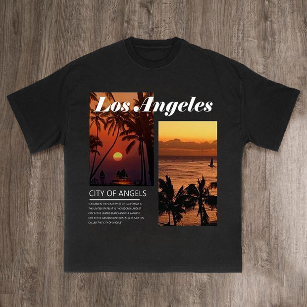 Los Angeles Sunset Print Short Sleeve T-Shirt