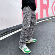 Zipper jeans, trendy brand loose straight leg bootcut trousers