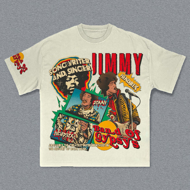 Jimi Hendrix Band Of Gypsys Print Short Sleeve T-shirt