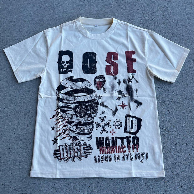 Death graffiti print street cotton T-shirt