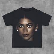 Zendaya Print Short Sleeve T-Shirt