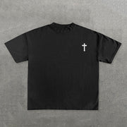 God Never Leaves You Print Short Sleeve T-Shirt