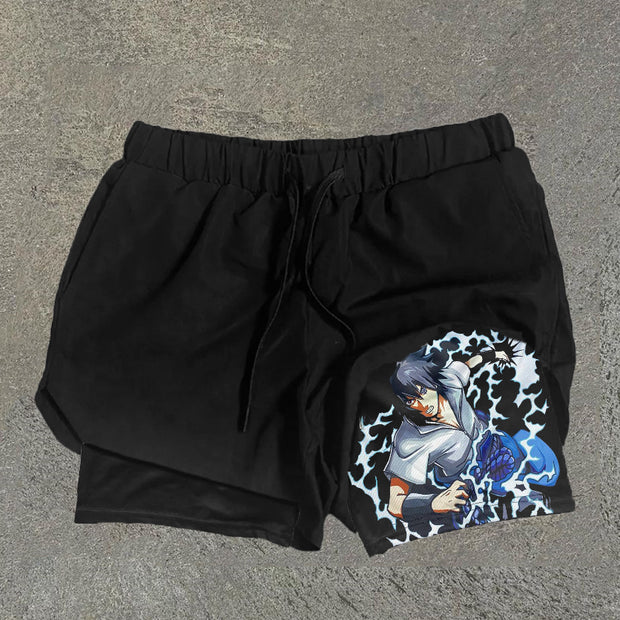 Anime Print Double Layer Shorts