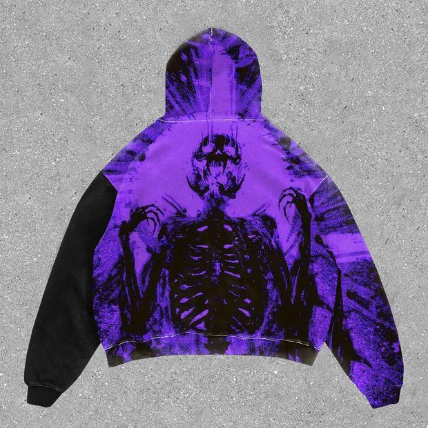 Skull print personalized street casual long-sleeved hoodie