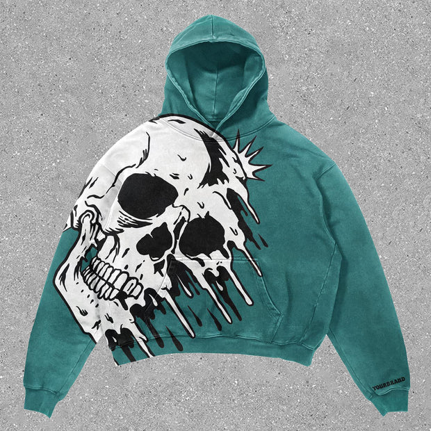 Fashionable and personalized retro skull print hoodie