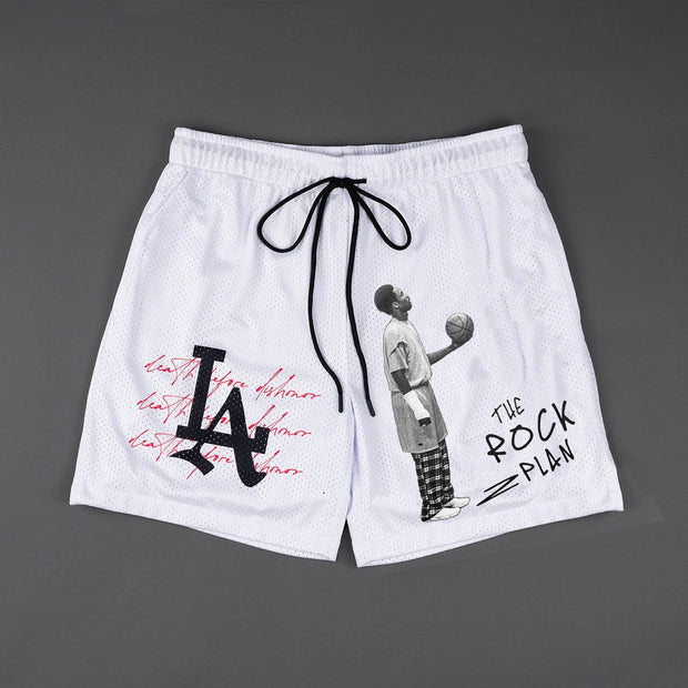 LA Basketball Dreams Print Casual Street Mesh Shorts