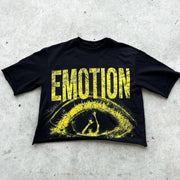 Emotion Eyes Print Elbow Length T-Shirt