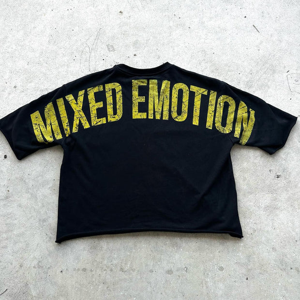 Emotion Eyes Print Elbow Length T-Shirt