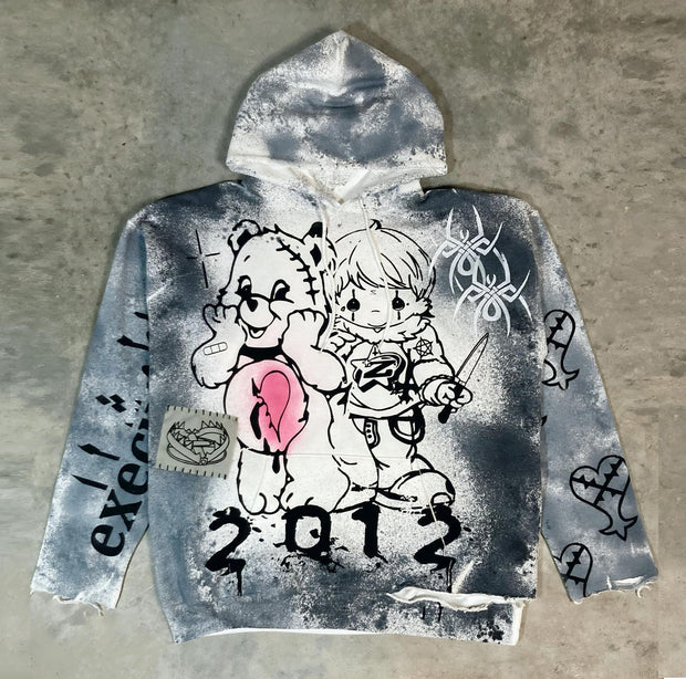 Casual personalized tie-dye anime pattern hoodie