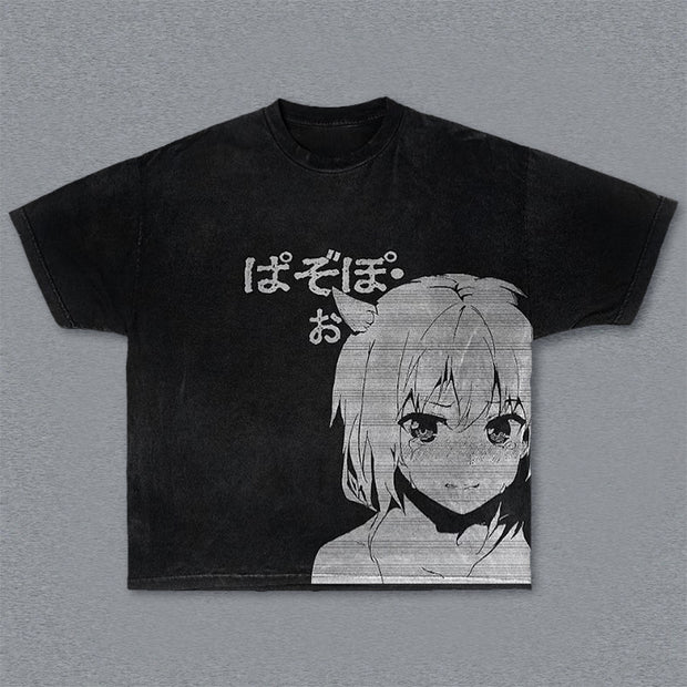 Casual Anime Print Preppy T-Shirt